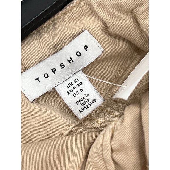 Topshop Casual Utility Trousers Tie Belt Paperbag Waist Pants w/Patch Pockets - Picture 7 of 12